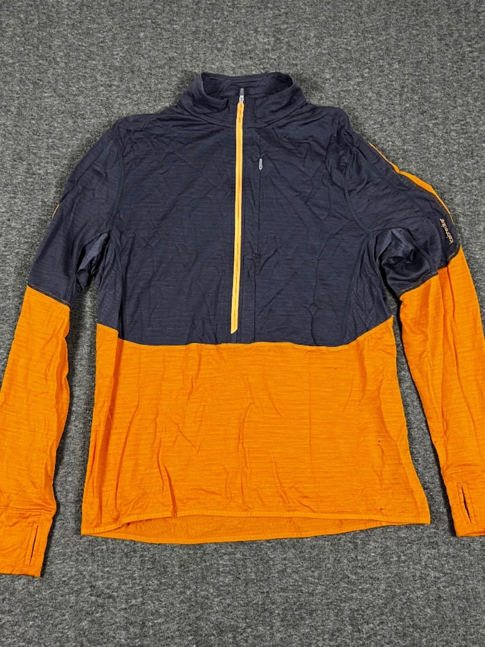 Icebreaker 200 Fleece Descender Half Zip Sweater Men's Large Merino Wool Orange